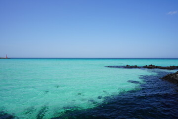 crystal-clear turquoise sea