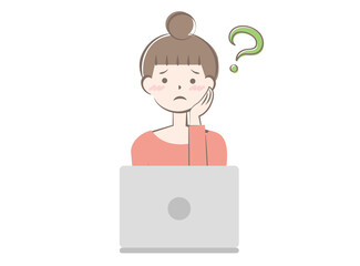 パソコン操作で悩む女性