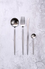 Clean silver metal cutlery