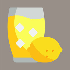 Icon, logo, vector illustration of lemonade isolated on gray background. suitable for restaurants, bars, drinks, patterns and logos.