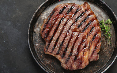 Grilled steak.