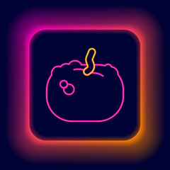 Glowing neon line Pumpkin icon isolated on black background. Happy Halloween party. Colorful outline concept. Vector