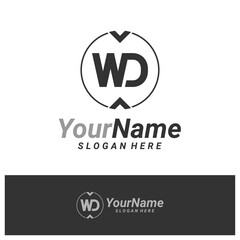 Letter WD Logo Design Template. Initial WD logo concept vector. Creative Icon Symbol