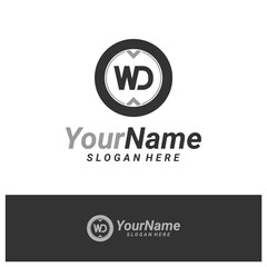 Letter WD Logo Design Template. Initial WD logo concept vector. Creative Icon Symbol