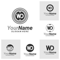 Set of Letter WD Logo Design Template. Initial WD logo concept vector. Creative Icon Symbol