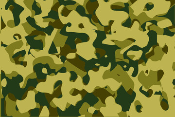 Fototapeta premium Camouflage seamless pattern background. Horizontal seamless banner. Classic clothing style masking camo repeat print. Green brown black olive colors forest texture. Design element. Vector