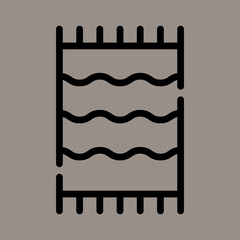 Icon, logo, vector illustration of towel isolated on gray background. suitable for beauty, bathing purposes, patterns, designs and logos.