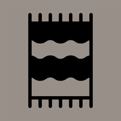 Icon, logo, vector illustration of towel isolated on gray background. suitable for beauty, bathing purposes, patterns, designs and logos.