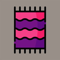 Icon, logo, vector illustration of towel isolated on gray background. suitable for beauty, bathing purposes, patterns, designs and logos.