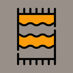 Icon, logo, vector illustration of towel isolated on gray background. suitable for beauty, bathing purposes, patterns, designs and logos.
