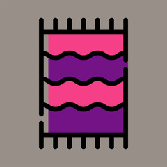Icon, logo, vector illustration of towel isolated on gray background. suitable for beauty, bathing purposes, patterns, designs and logos.