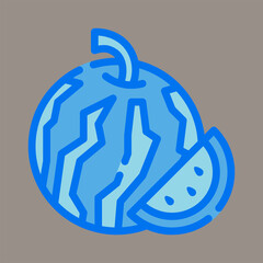 Icon, logo, vector illustration of watermelon isolated on gray background. suitable for food, fruit, summer, patterns, designs and logos.