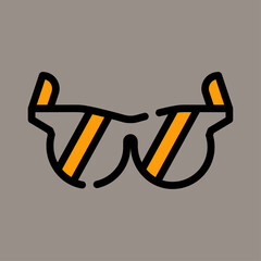 Icon, logo, vector illustration of glasses isolated on gray background. suitable for fashion, patterns, designs and logos.