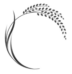 水墨画風の稲穂