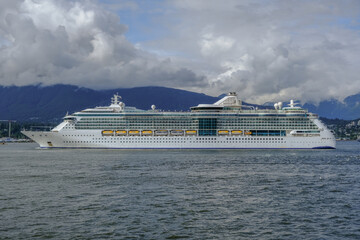 Royal Caribbean cruiseship cruise ship liner Serenade of the Seas departure sail away from...