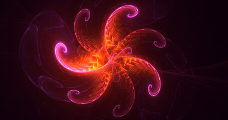 3D rendering abstract multicolor fractal light background