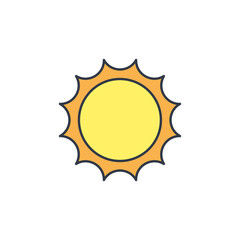Sun icon. High quality coloured vector illustration..