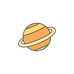 Saturn icon. Image of planetarium, space object. High quality coloured vector illustration..