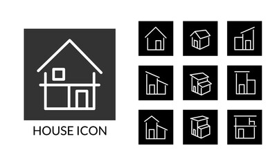 シンプルな家の線で描かれたアイコンセット