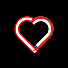unity concept. heart ribbon icon of canada and chile flags. vector illustration isolated on black background