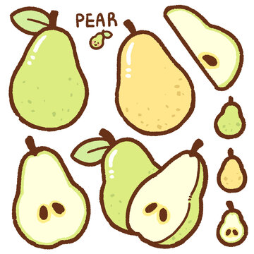 pear cartoon drawing set