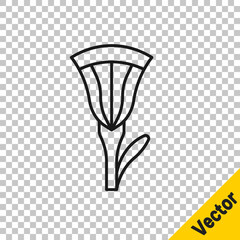Black line Egyptian lotus icon isolated on transparent background. Vector