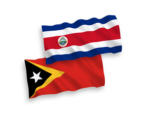Flags of Republic of Costa Rica and East Timor on a white background
