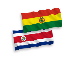 Flags of Republic of Costa Rica and Bolivia on a white background