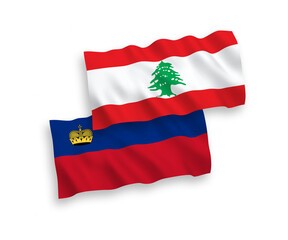 Flags of Liechtenstein and Lebanon on a white background