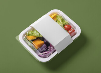 Takeaway food container box mockup with vegetable and fruit, copy space for your logo or graphic...