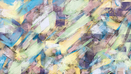 Bright acrylic art, artistic brush daubs and smears grungy background, hand painted yellow, green and blue colored pattern