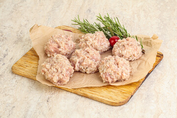 Traditional homemade raw pork meatballs