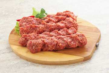 Raw beef kebab minced meat