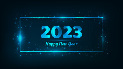 2023 Happy New Year neon background