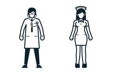 Doctor, Nurse, Uniform and People icons