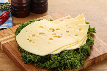 Sliced maasdam cheese for breakfast