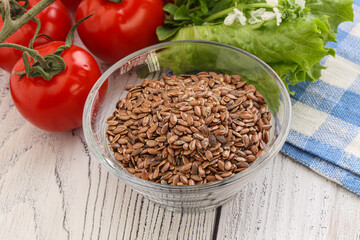 Dry Raw flax seed in the bowl