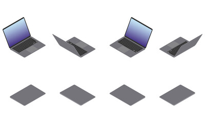 ノートパソコンのアイソメパース（スペースグレイ）