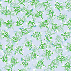 seamless hand drawn pastel green leaves background , greeting card or fabric