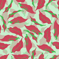 seamless doodle abstract twotone colour leaves background , greeting card or fabric