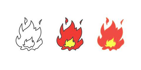 Fire icon for flame and flammable material! Danger!
