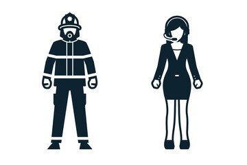 Firefighter, Fireman, Reporter, Uniform and People icons