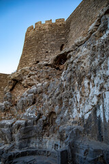 Lindos Acropolis in Lindos , Rhodos, Greece, sunset