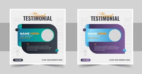 Client testimonials or customer feedback social media post web banner design