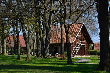 Obraz premium Cemetery in Spring in the Village Müden at the River Örtze, Lower Saxony