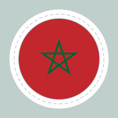 Glass light ball with flag of Morocco. Round sphere, template icon. Moroccan national symbol. Glossy realistic ball, 3D abstract vector illustration highlighted on a white background. Big bubble