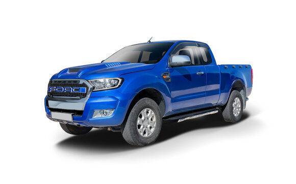 Ford Ranger pickup truck side view isolated on white background, 14 August 2019, Thessaloniki, Greece	