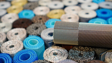 Collection of colorful roll liners for shelves and drawers and their samples