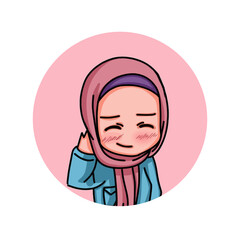 Illustration of female character wearing hijab