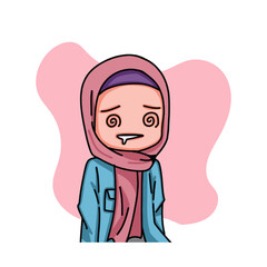 Illustration of female character wearing hijab